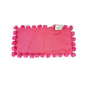 Pottery Barn Teen Pink Pillow Cover 12 x 24 Organic Cotton Pom Poms NWT